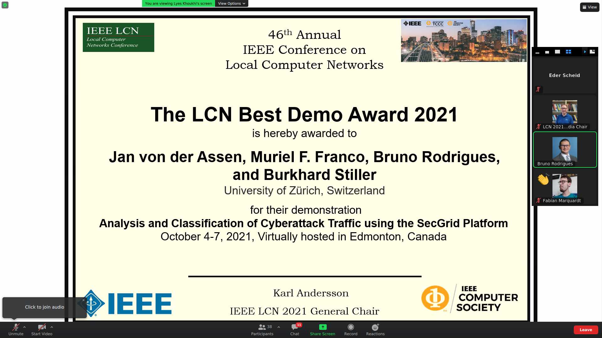 46th LCN 2021 Best Demo Award